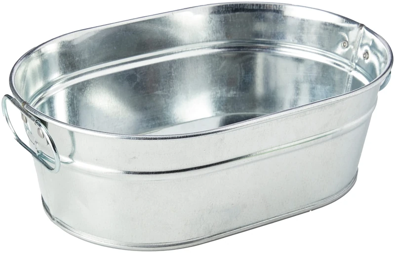 Genware NEV-GSB2315 Galvanised Steel Serving Bucket, 23 cm x 15 cm x 7 cm
