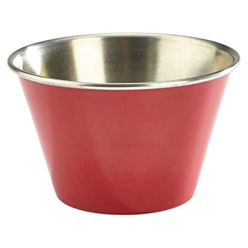 Genware NEV-RAMST6R Stainless Steel Ramekin, 6 oz., Red - Image 1