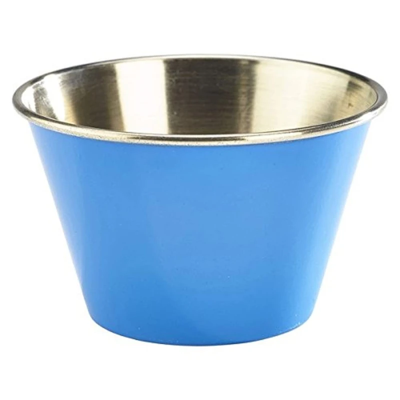 Genware NEV-RAMST6BL Stainless Steel Ramekin, 6 oz., Blue - Image 1