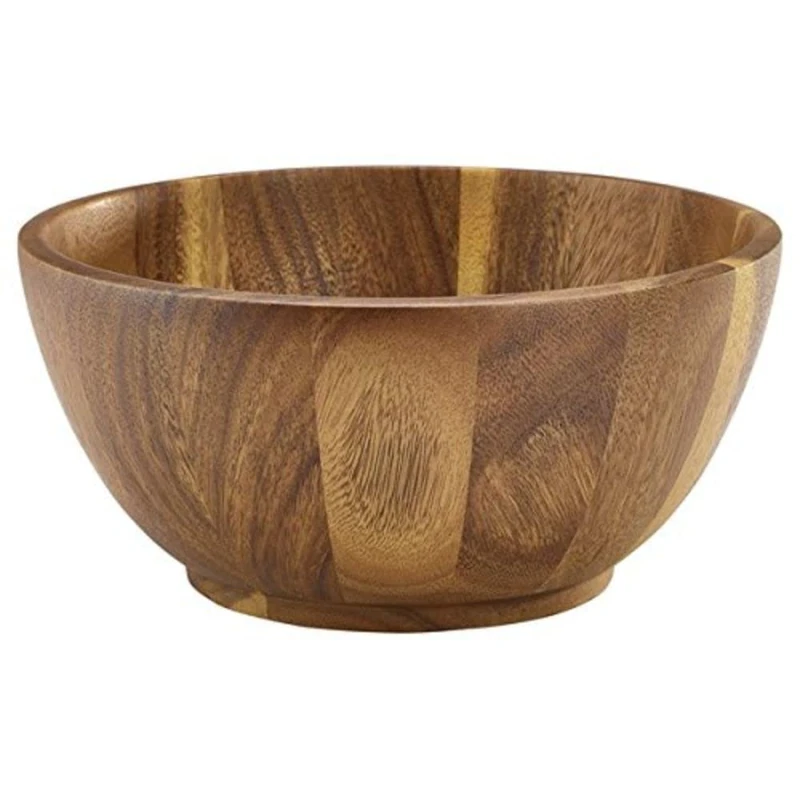 Genware NEV-WBWL25 Acacia Wood Bowl, 25 cm x 12 cm - Image 1