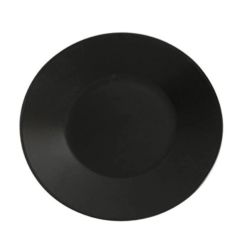 Genware NEV-B2964 Luna Wide Rim Plate, Stoneware, 30.5cm, Black (Pack of 6)