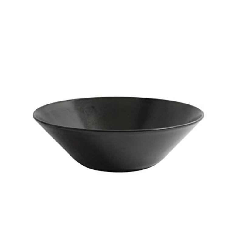 Genware B2968 Stoneware Luna Serving Bowl, Black, 24 cm Width, 8 cm Height, Pack of 6