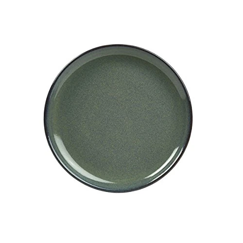 Genware NEV-CP-GR24 Terra Stoneware, Rustic Coupe Plate, 24 cm, Green (Pack of 12)