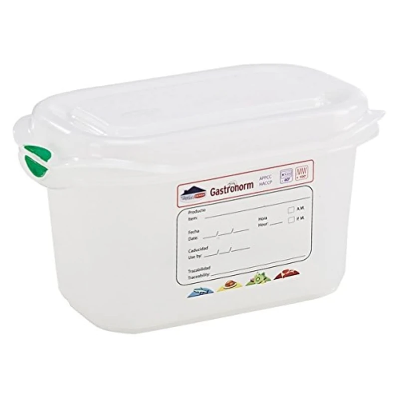 Genware NEV-12350 GN Storage Box, 1/9 100 mm Deep, 1 L (Pack of 6)