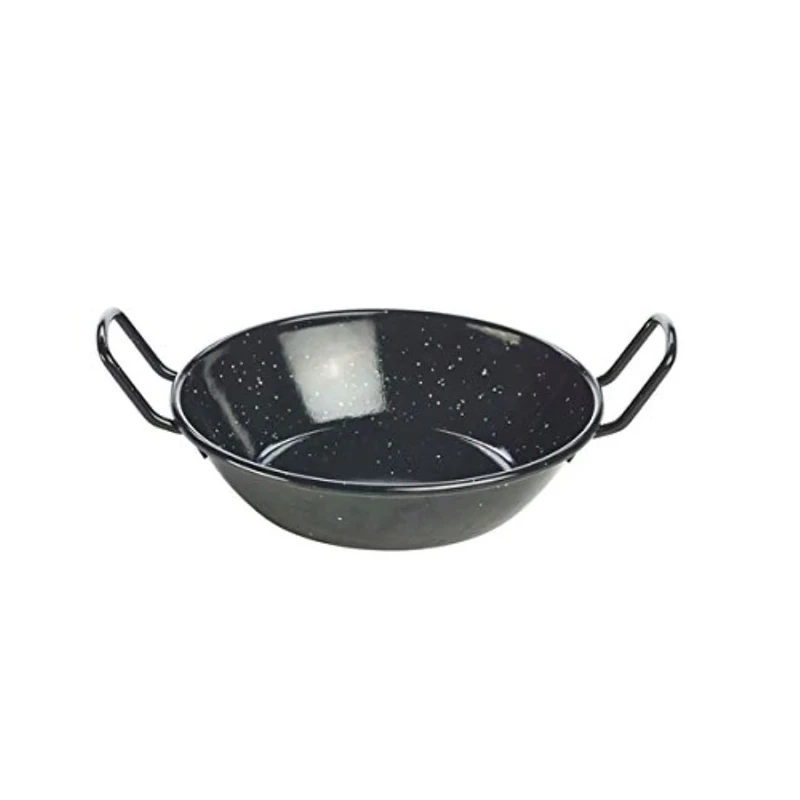 Genware E0618 Black Enamel Dish, 18cm Diameter, Pack of 6
