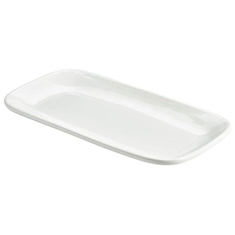 Genware NEV-184635 Royal Rectangular Rounded Edge Plate, 35 cm x 18.5 cm (Pack of 3)