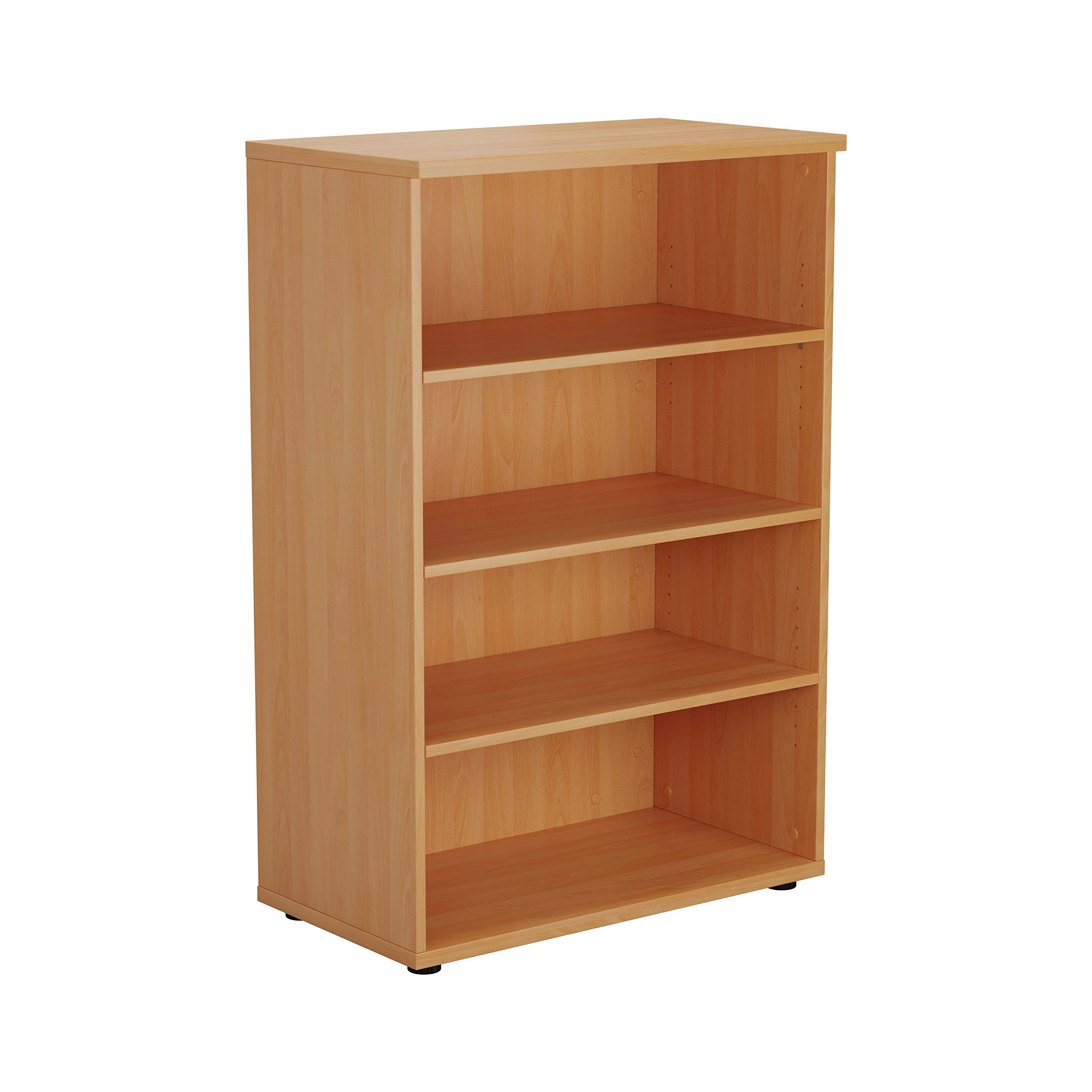 Office Hippo Heavy Duty Bookcase, Robust Book Case, Storage Unit with 3 Adjustable Shelves & Adjustable Feet, Stable Home Office Furniture, Simple To Assemble - Beech