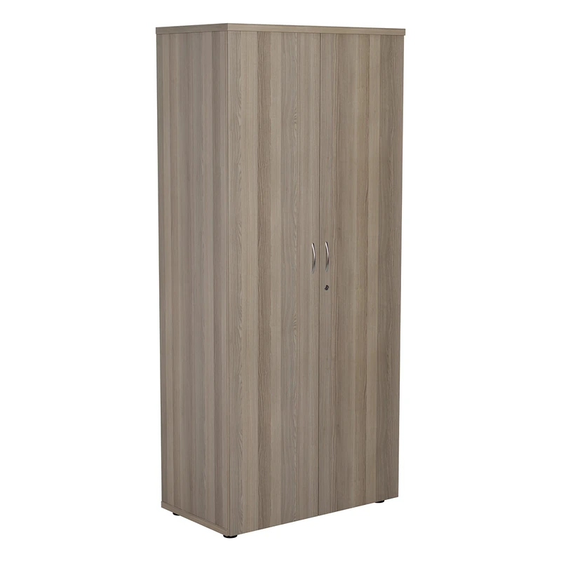 Office Hippo Cupboard With 4 Shelves, Lockable, Grey Oak, 80 x 45 x 180 cm | OHF0009GO