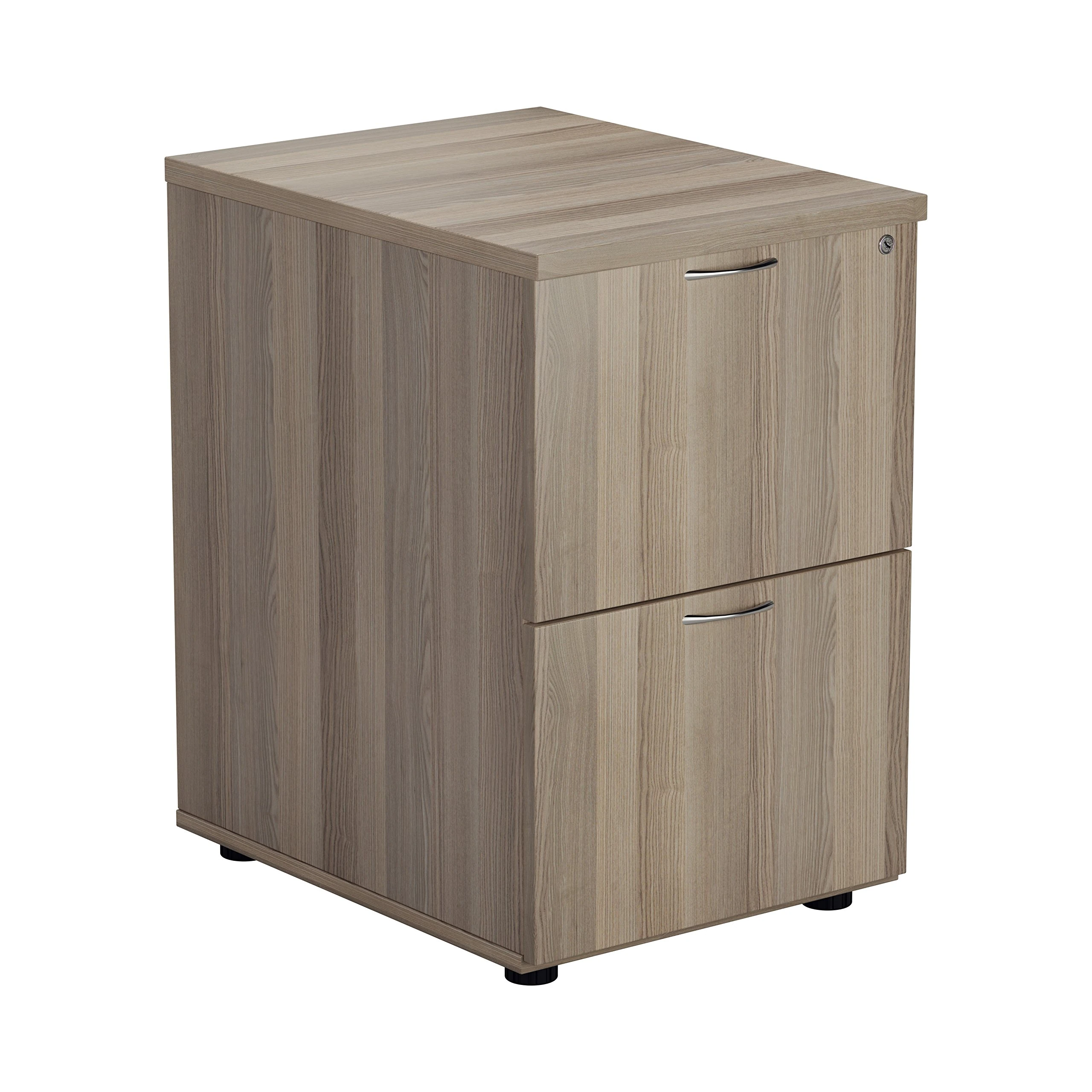 Office Hippo Heavy Duty Filing Cabinet, Robust File Cabinet, Office Cabinet with Anti-Tilt Mechanism, Lockable Filing Cabinet, Office Storage for A4 or Foolscap Filing - Grey Oak, 2 Drawer