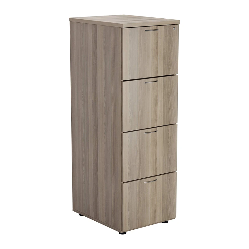 Office Hippo 4 Drawer Filing Cabinet, PRE ASSEMBLED - Grey Oak