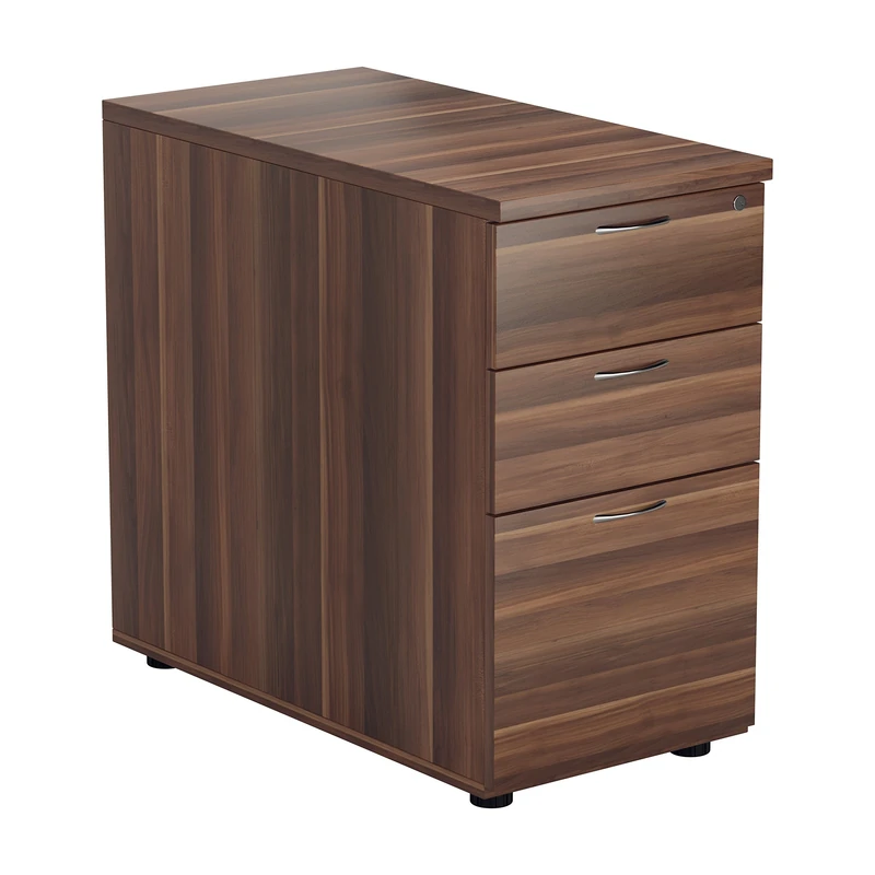 Office Hippo Heavy Duty Pedestal Filing Cabinet, File Cabinet, Office Cabinet, Lockable Filing Cabinet Office Storage, A4/Foolscap - Dark Walnut, 3 Drawer