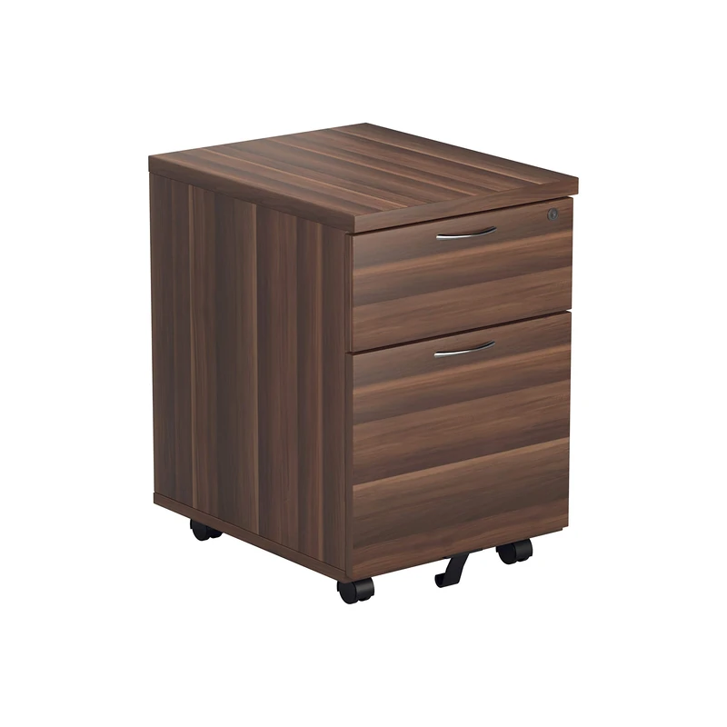 Office Hippo Heavy Duty 2 Drawer Mobile Pedestal Filing Cabinet, Dark Walnut, 40.4 x 50 x 59.5cm, Home Office, Classroom
