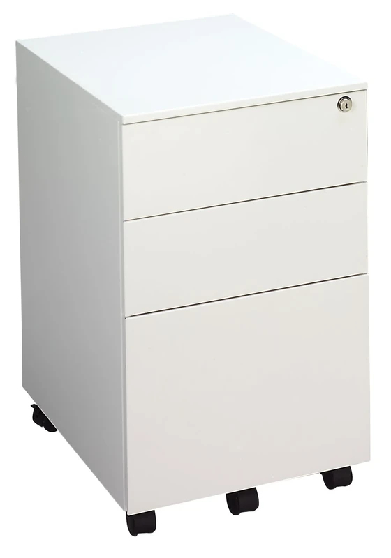 Office Hippo 3 Drawer Under Desk Mobile Filing Pedestal, Steel, White