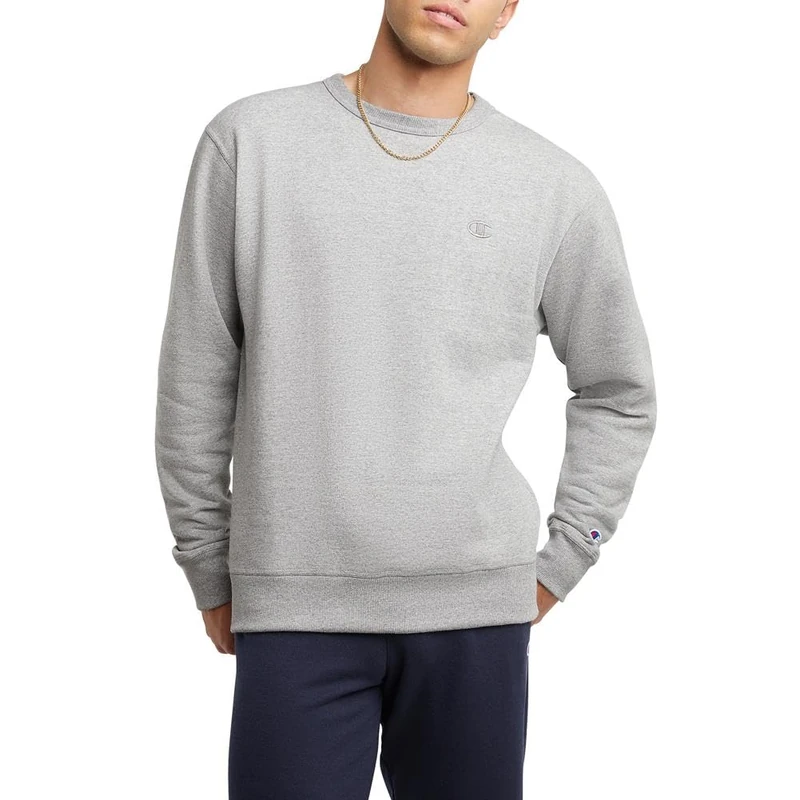 Champion Men's Powerblend Pullover Sweatshirt, Oxford Gray, S
