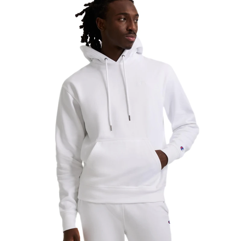 Champion Men's, Powerblend, Fleece Comfortable Hoodie, Sweatshirt (Reg. Or Big & Tall), White C Logo, XXL - Image 1