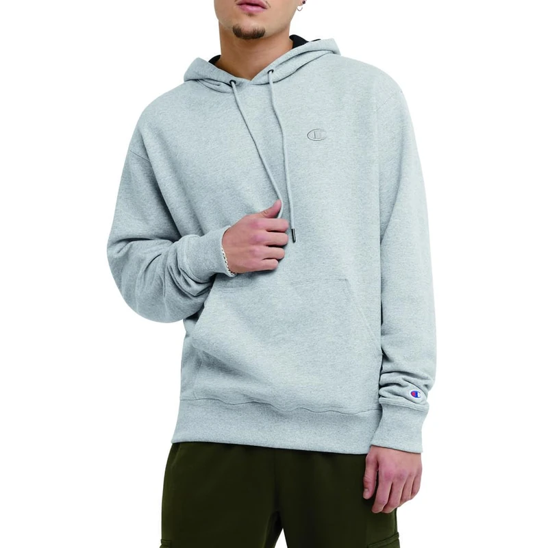 Champion Men's, Powerblend, Fleece Comfortable Hoodie, Sweatshirt (Reg. Or Big & Tall), Oxford Gray C Logo, XL
