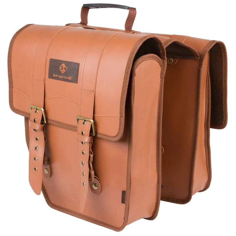 M-Wave Amsterdam Double L Bicycle Pannier Bag, approx. 15 litres - imitation leather in genuine leather appearance, Brown
