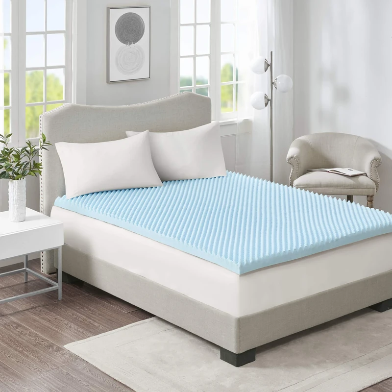 Sleep Philosophy Gel Infused Memory Foam Mattress Topper Luxurious, All Season Enhanced Bed Support, Twin, 3" Thick, Without Cover Blue - Image 1