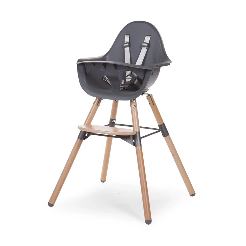 CHILDHOME, Baby/Child High Chair, Evolutive, from 6 Months up to 6 Years, Height Adjustable, 5 Point Harness, Many Accessories, Compatible with Evolu Baby Newborn Seat, Beechwood, Evolu 2, Charcoal