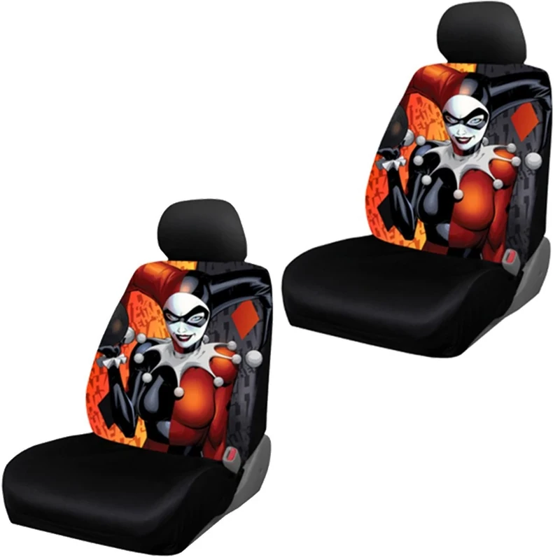 LA auto gear Harley Quinn DC Comics Batman Auto Car Truck SUV Vehicle Low Back Front Bucket Seat Cover - PAIR