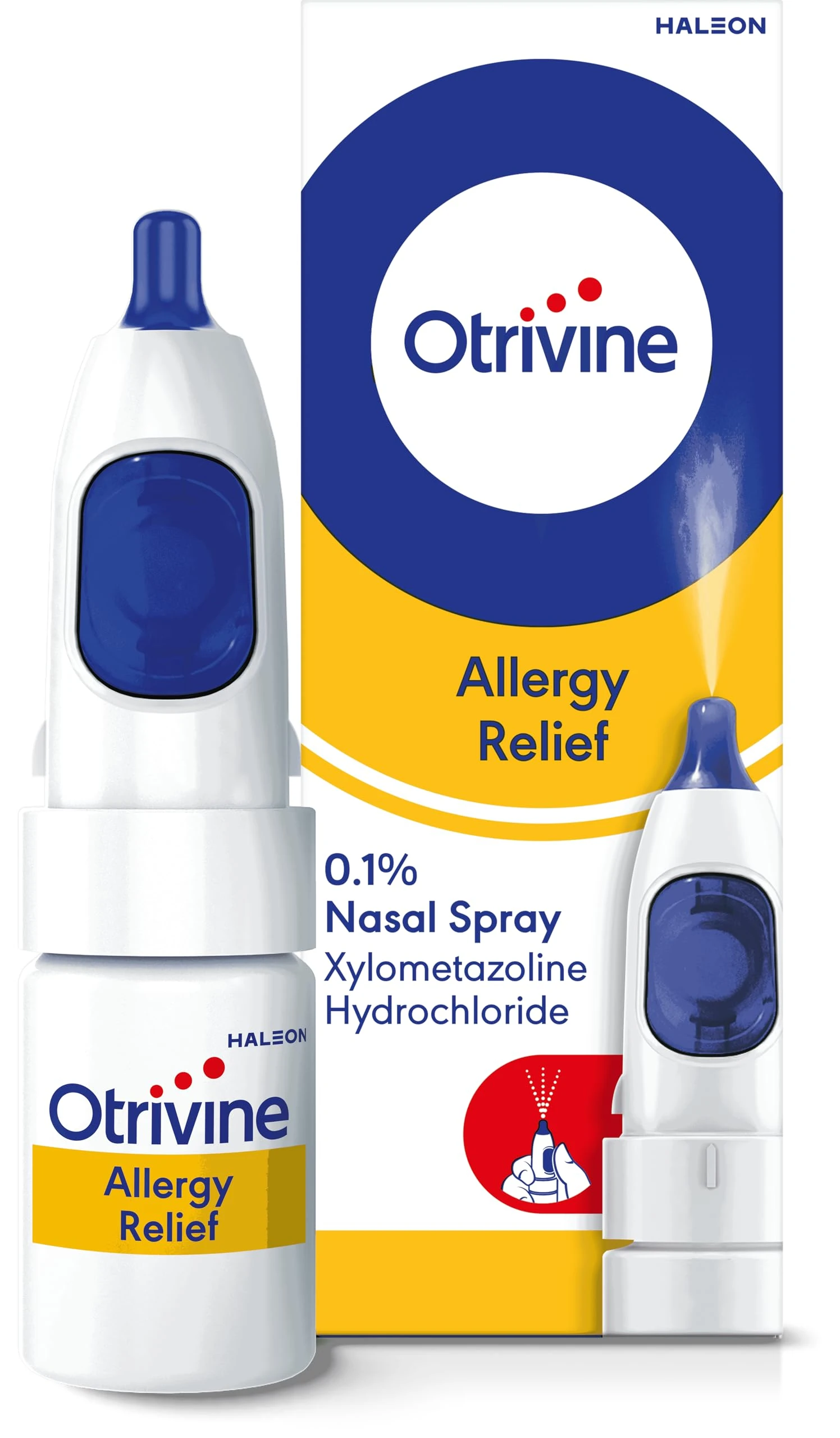 Otrivine Decongestant Nasal Spray, Nose Spray for Allergy & Blocked Nose Relief, 10ml