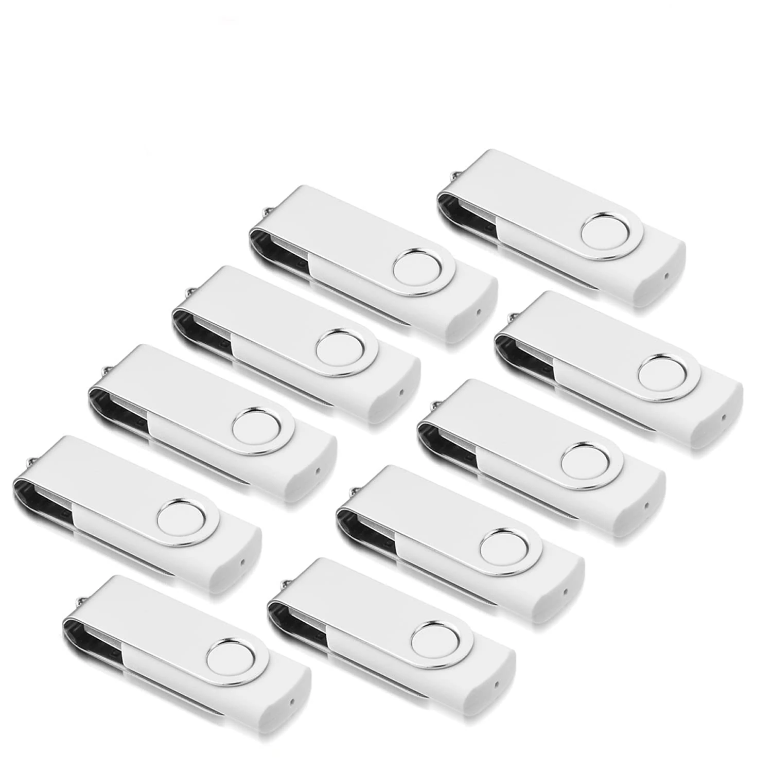 USB Sticks, 4GB USB Flash Drive, AreTop 10 Pack 4GB Memory Stick, 2.0 Thumb Drives Pen Drives, Swivel Design, with LED Indicator for Computer/Tablet/Laptop/Car/TV(10 White With Lanyard)