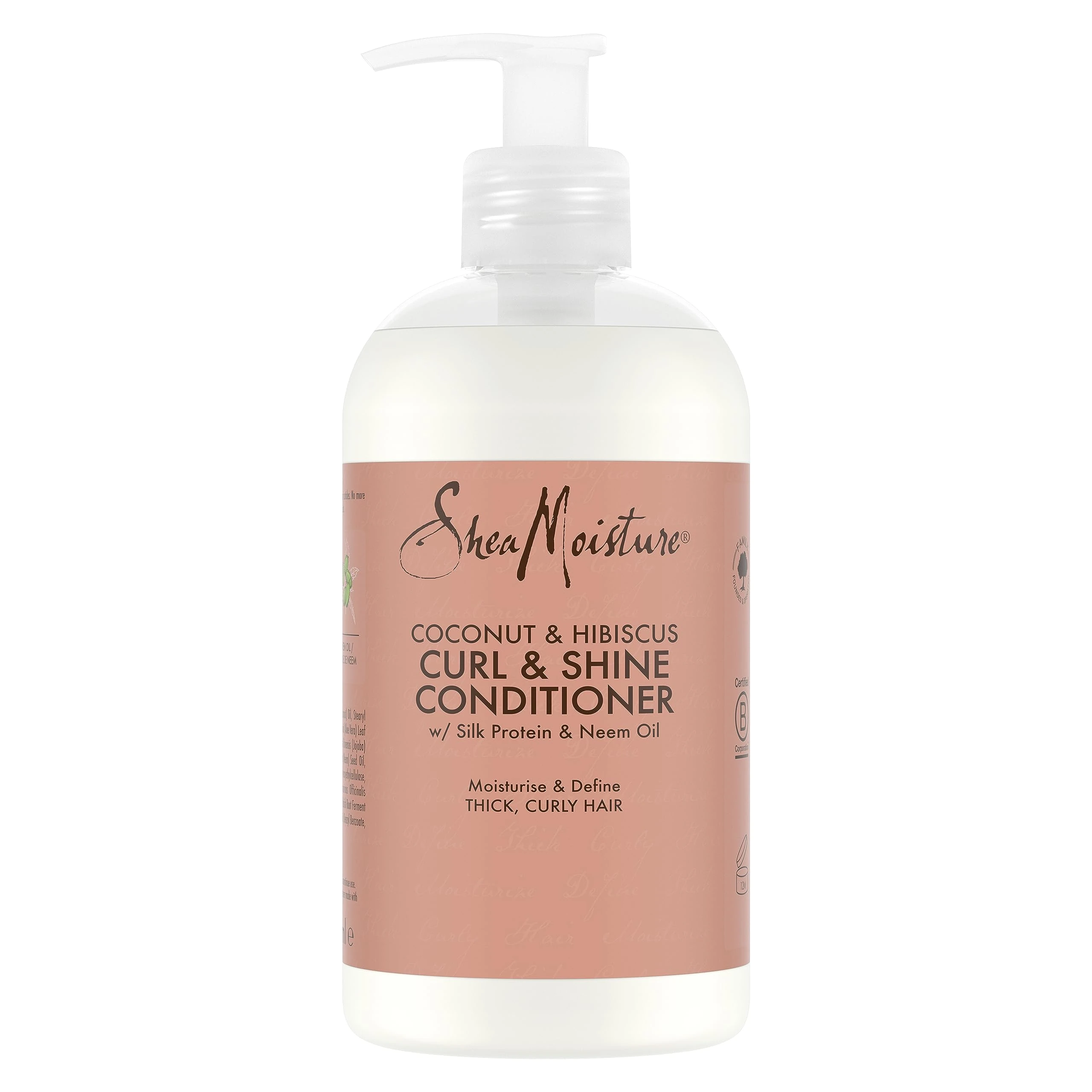 SheaMoisture Coconut & Hibiscus Curl & Shine Conditioner, no silicones or sulphates for thick, curly hair 379 ml