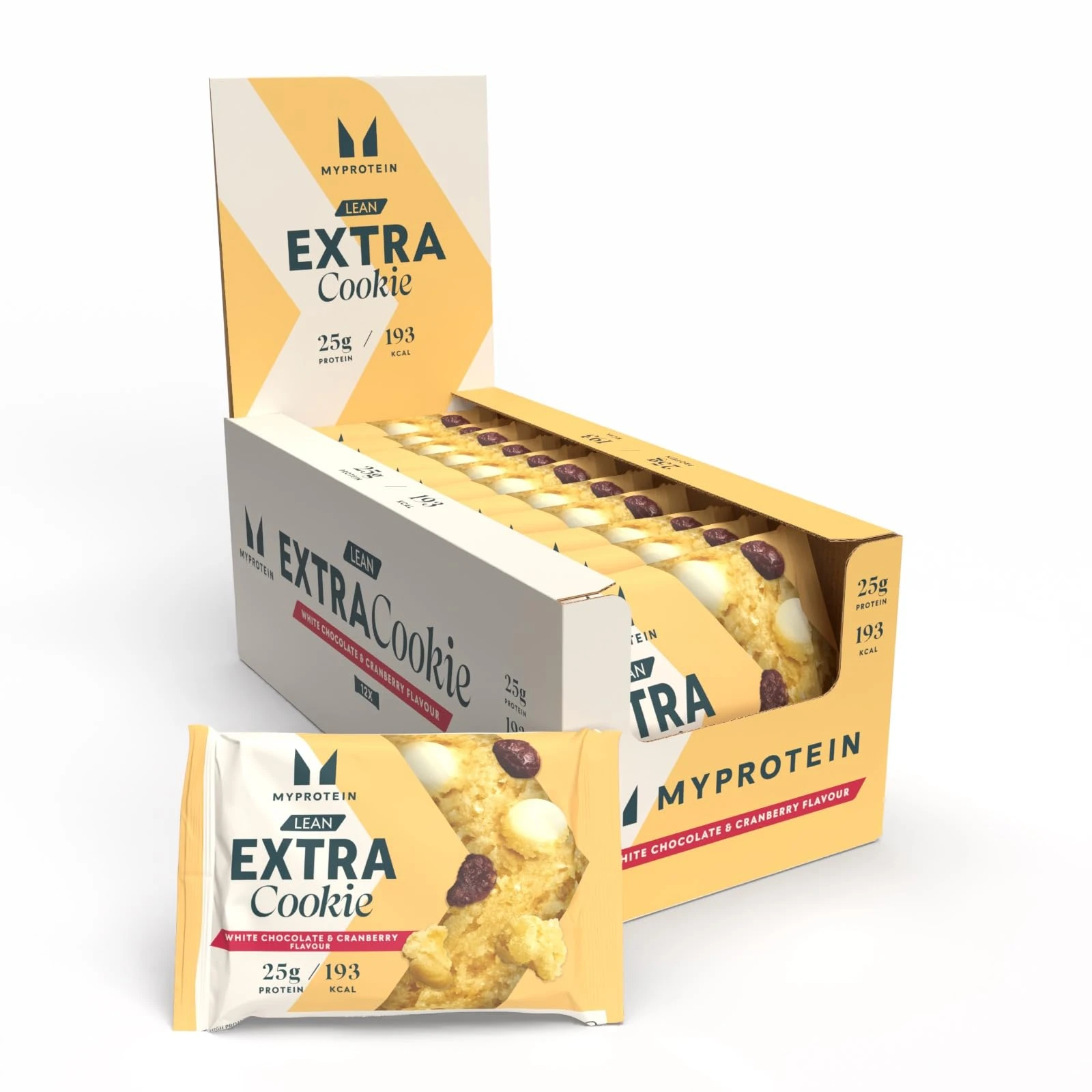 MyProtein Performance Lean Cookie – Cranberry & White Chocolate, Pack of 12 – 25g Protein Per Cookie, 12-Pack, Low Sugar, High Protein Snack