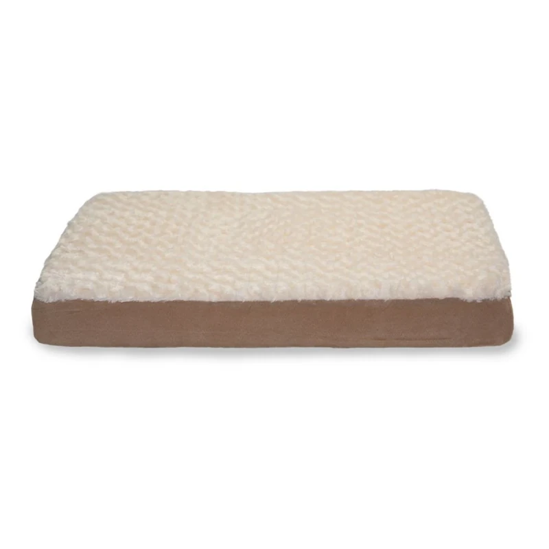 FurHaven Cooling Gel Dog Bed for Large/Medium Dogs w/Removable Washable Cover, For Dogs Up to 55 lbs - Ultra Plush Faux Fur & Suede Mattress - Cream, Large