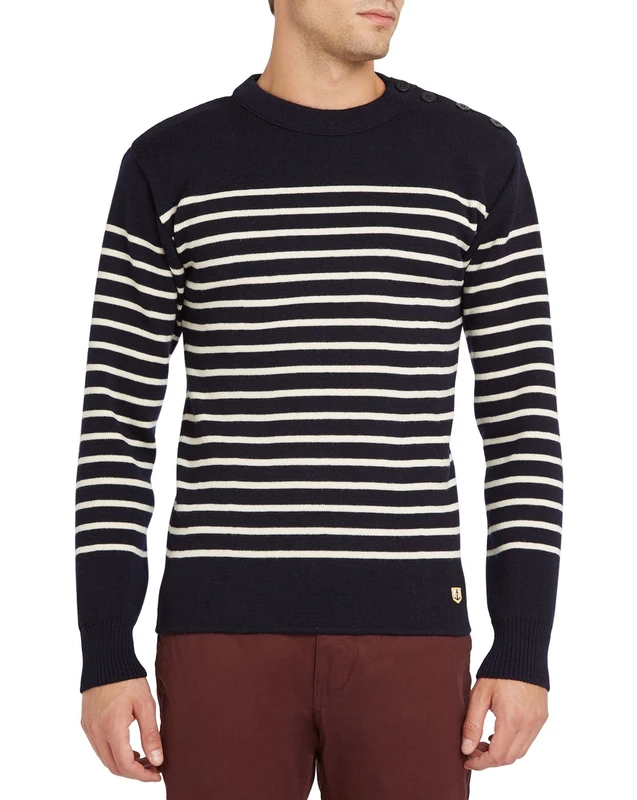 Armor Lux Men's Jumper Molene Heritage Sweater, Navy/White, Medium - Image 1