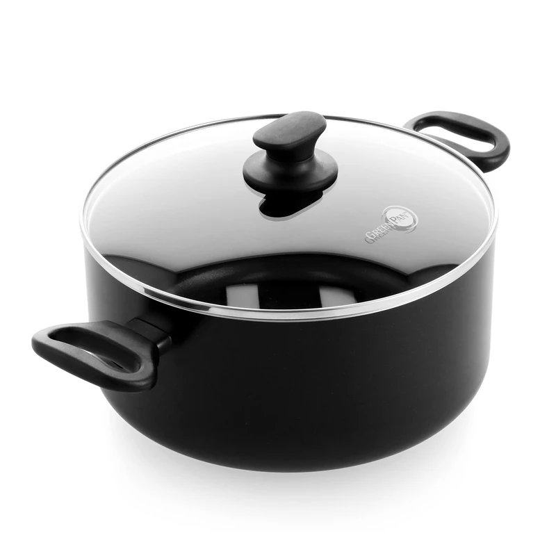 GreenPan Cambridge Healthy Ceramic Non-Stick 24 cm/4.9 Litre Casserole Pot, Induction, PFAS Free, Oven Safe, Black