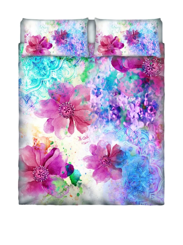 Italian Bed Linen Duvet Cover Set with Full Coverage Digital Print,250x200cm, KIO646, Cotton, KIO 646, Double