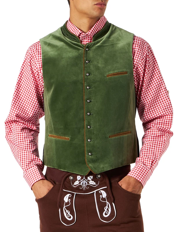Stockerpoint Men's Weste Ricardo Traditional Dress Waistcoat, Green-Grün (Moosgrün), Small