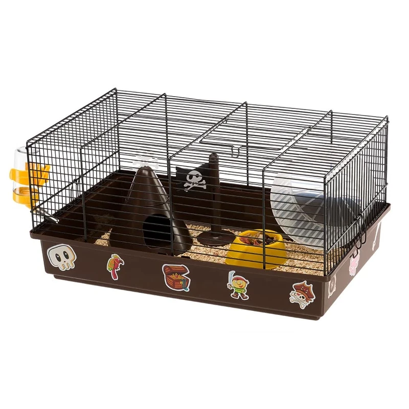 Ferplast CRICETI 9 Themed Hamster Cage - Pirates Design for Kids - Fully Equipped, Comfortable Interactive Habitat, Exercise Wheel & Themed Accessories Included - Easy Clean, 46x29,5xh23cm