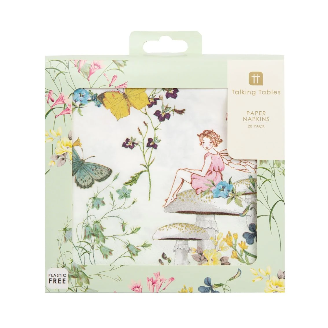 Talking Tables Pack of 20 Fairy Napkins, Party Supplies and Butterfly Decorations for Girls Birthday Party, Afternoon Tea, Baby Shower, 33cm