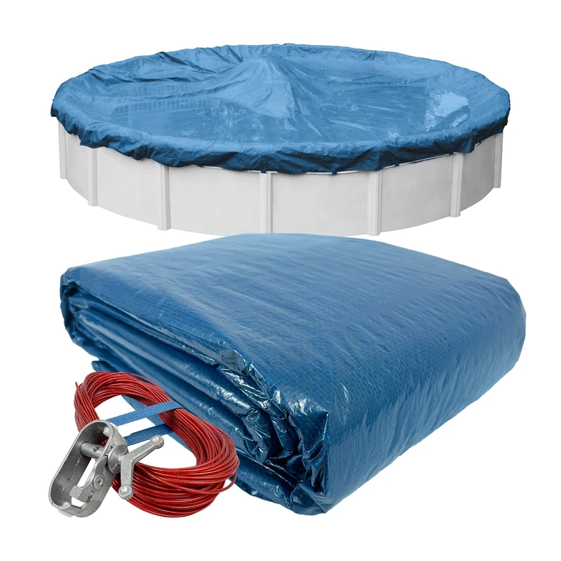 Pool Mate 3530-4PM Winter Pool Cover, Heavy-Duty Blue, 30 ft Above Ground Pools