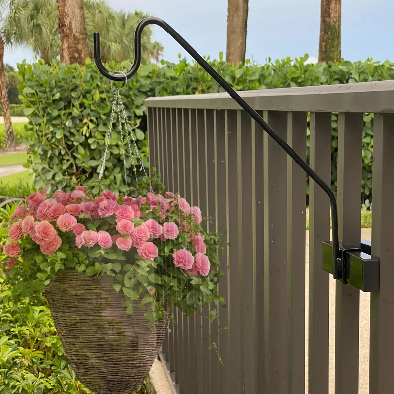 Hold It Mate Multi-Use Hook Kit Hang Flower Baskets Bird Feeders Chimes Lanterns on a Vertical Deck Railing, Balcony Porch or Fence 18 inches Long Holds up to 15lbs with Ease!