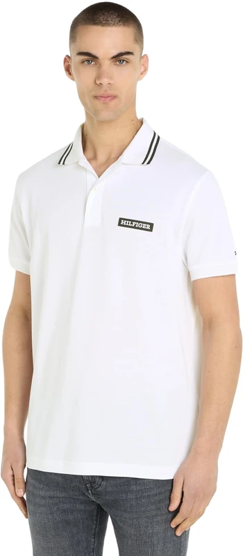 Tommy Hilfiger Men Monotype Badge Reg Polo S/S Polos, White, M - Image 1