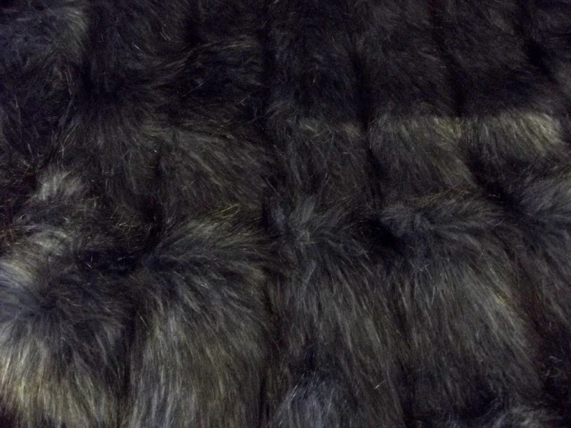 Super Luxury Faux Fur Fabric Material - HI-LO Vertical Long Pile Blue Black, 1Mtr 150cm x 100cm