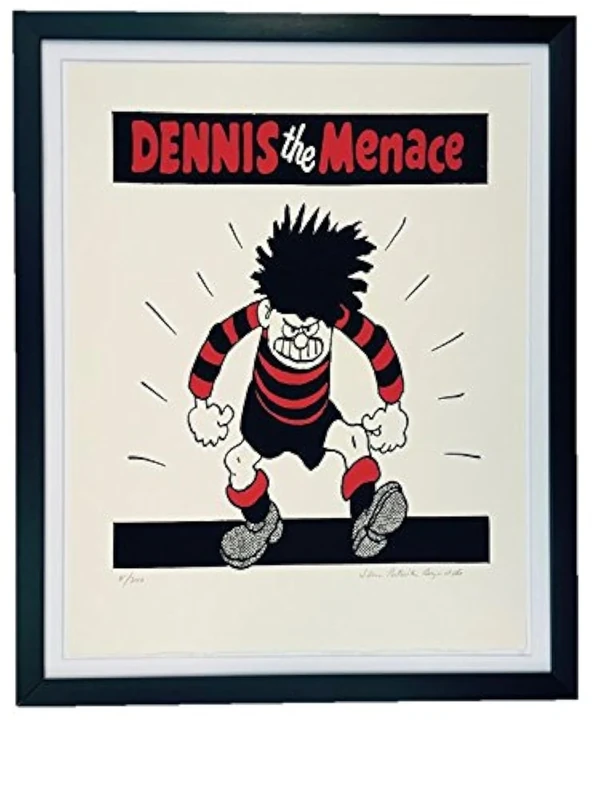 Comic Art Dennis Menaces, Medium, Handmade Screenprint Framed, Cotton, Red, 54 x 44 x 2.5 cm - Image 1
