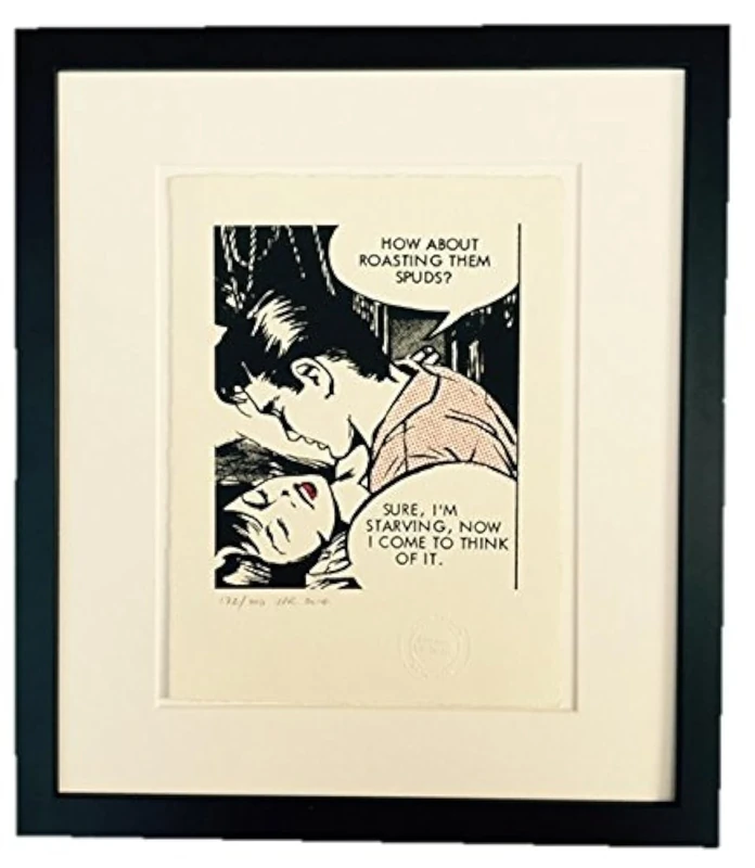 Comic Art Spuds Kiss Handmade Screenprint Framed, Cotton, Red, 38 x 33 x 2.5 cm - Image 1