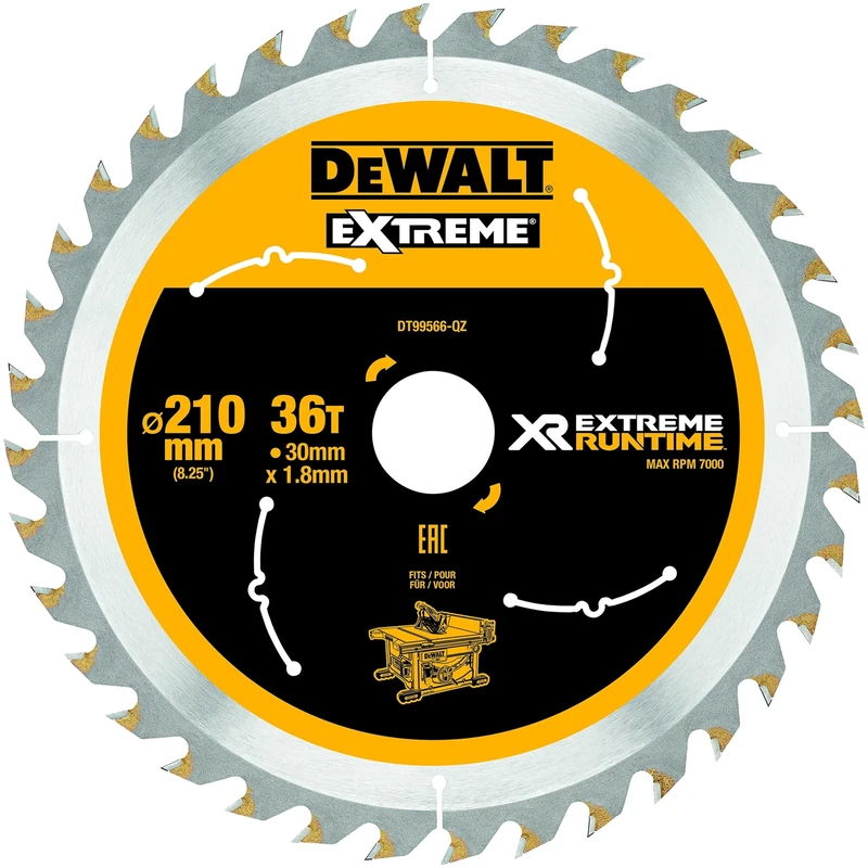 Dewalt XR Extreme Runtime Circular SAEGE Blade 210 x 30 mm 36 Teeth/DT99566 VGN-FZ QZ Static Price for 1 Each