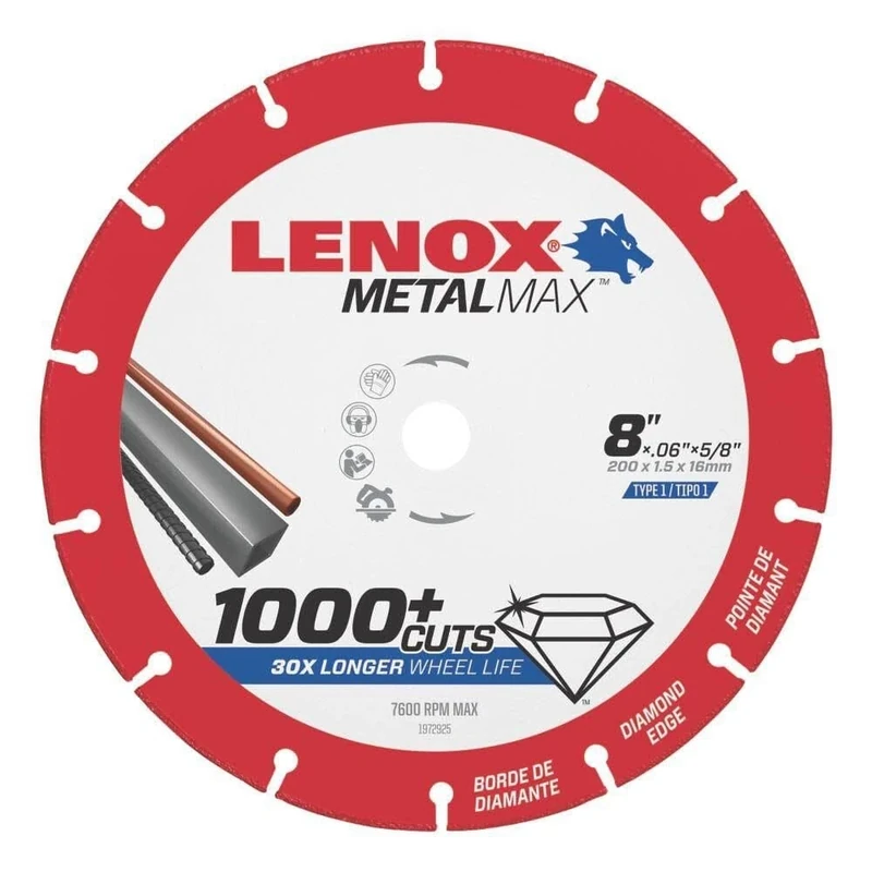 Lenox Tools 1972925 METALMAX Diamond Edge Cutoff Wheel, 8" x 5/8"