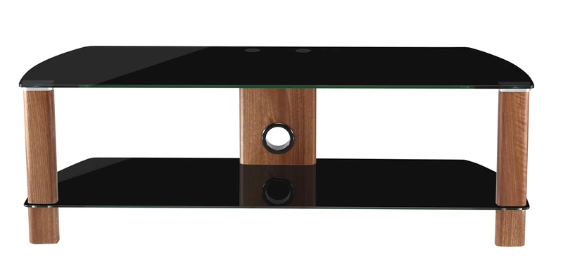 Alphason Century 1200 TV Stand - Walnut & Black Glass - Image 1