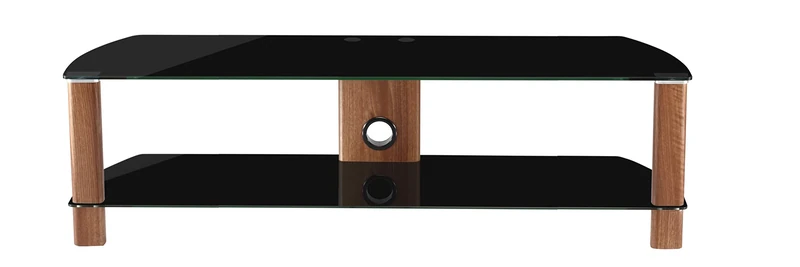 Alphason Century 1500 TV Stand - Walnut & Black Glass