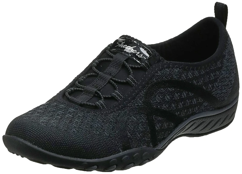 Skechers Women's Breathe Easy Fortune Knit Trainers, Black, 2.5 UK
