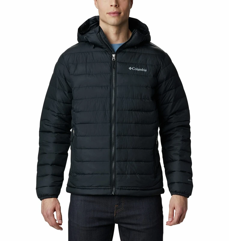 Columbia Men's Powder Lite Hooded Jacket, Hooded Puffer Jacket, Black, Size S