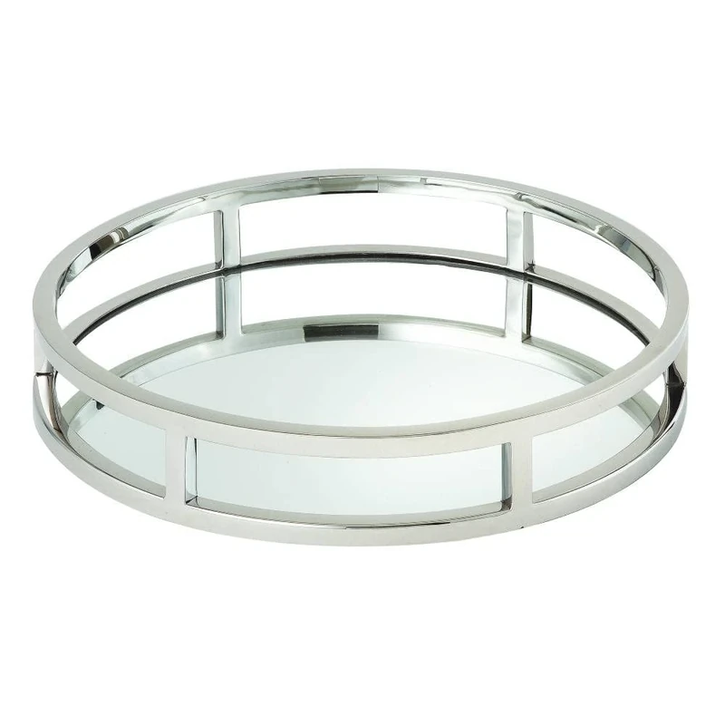 Elegance Beam Round Mirror Tray,10.75 inch - Image 1