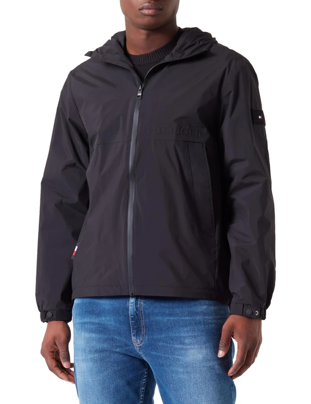 Tommy Hilfiger Men Portland Hooded Jacket Woven Jackets, M, Black
