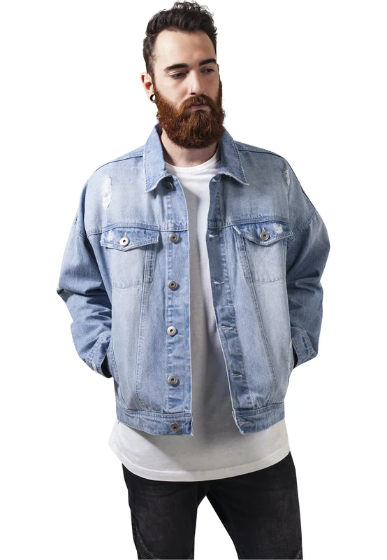 Urban Classics Men's Ripped Denim Jacket, Bleached, M